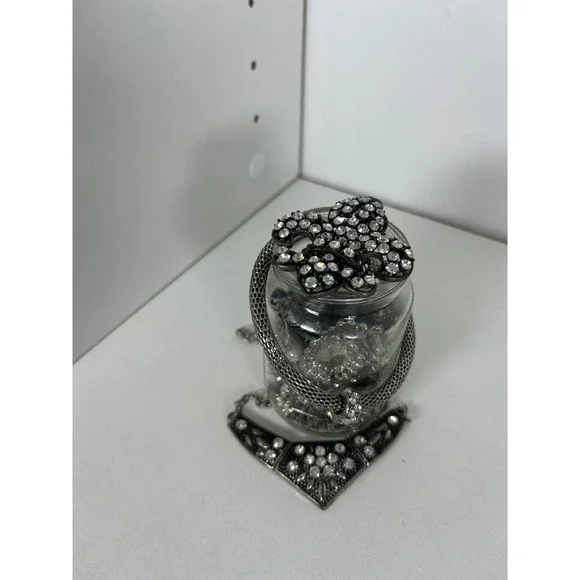 Mixed Silver Tone Costume Jewelry Lot Jar Rhinestone Statement Necklace Brooch - Picture 7 of 11